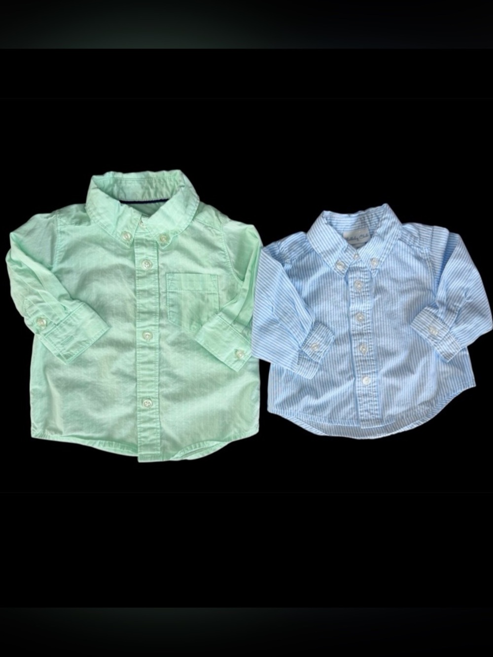 Light Green & Light Blue Boys' Button-Down Pinstripe Shirts